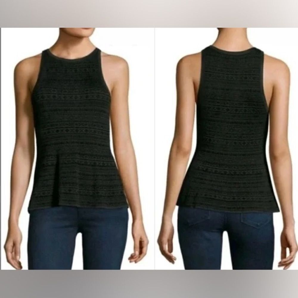 Theory Black Textured Fit Flare Classy Casual Career Date Tank Top Large‌‌‌‌‌‌‌‌